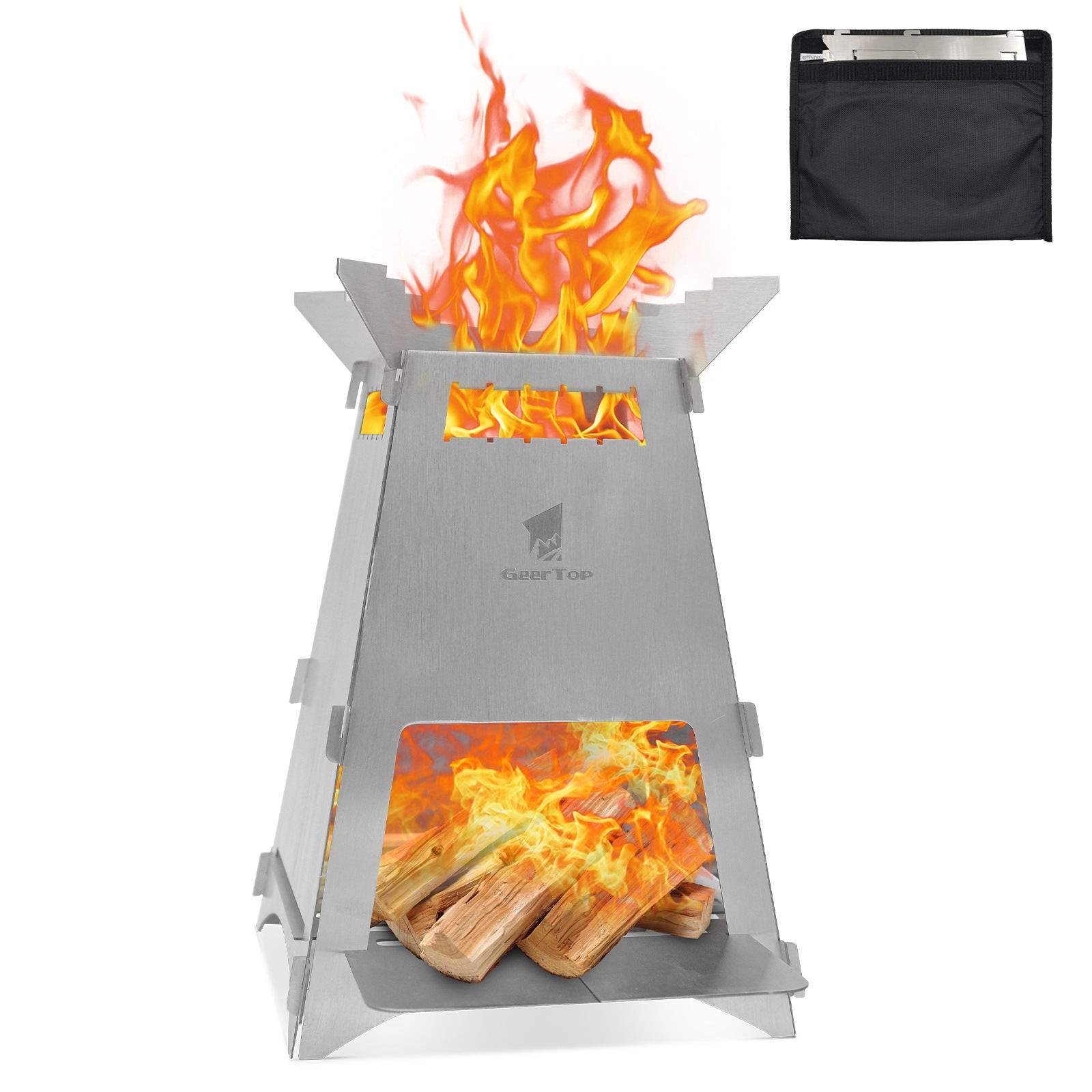 Outdoor Firewood Stove Portable Rocket Stove Foldable Firewood Stove Camping Picnic Barbecue Stove Picnic Heating Stove