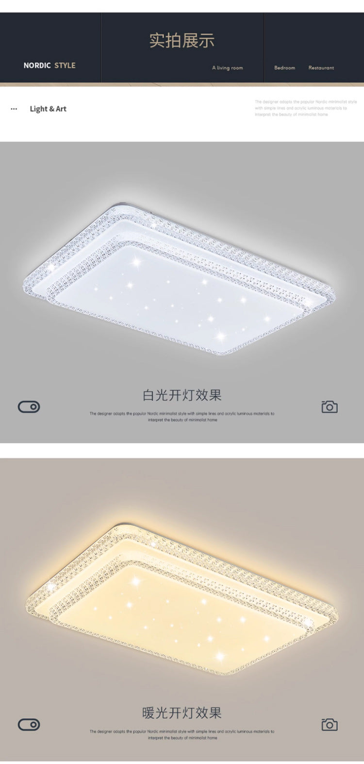 2025New led Ceiling Lamp Living Room Large Lamp Fashion Lighting Simple Modern Light Luxury Imitation Crystal Bedroom Lamp