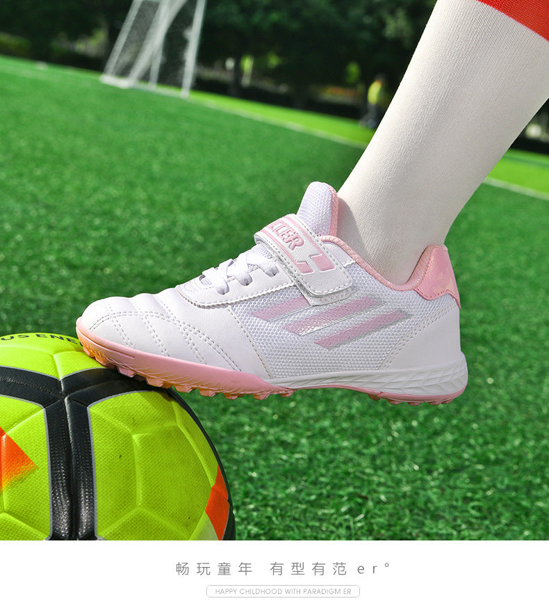 New football shoes for men and women with Velcro for children TF Broken Nail Style Youth Student Grassland Flat Training Shoes