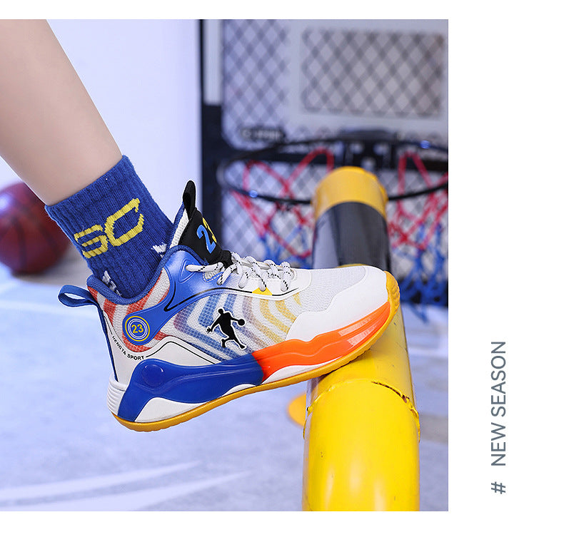 Big Kids Practical Basketball Shoes Children Professional Training Wear-Resistant Sneakers Mesh Breathable Non-Slip Running Sports Shoes