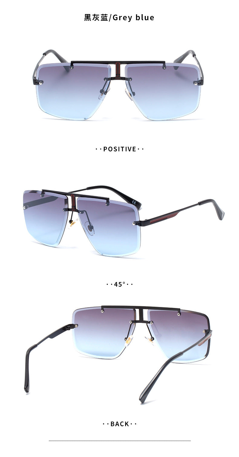 Frameless Sunglasses Men's High-end European and American Fashion New Trendy Glasses Women's Square Frame Sunshade Sunscreen Sunglasses