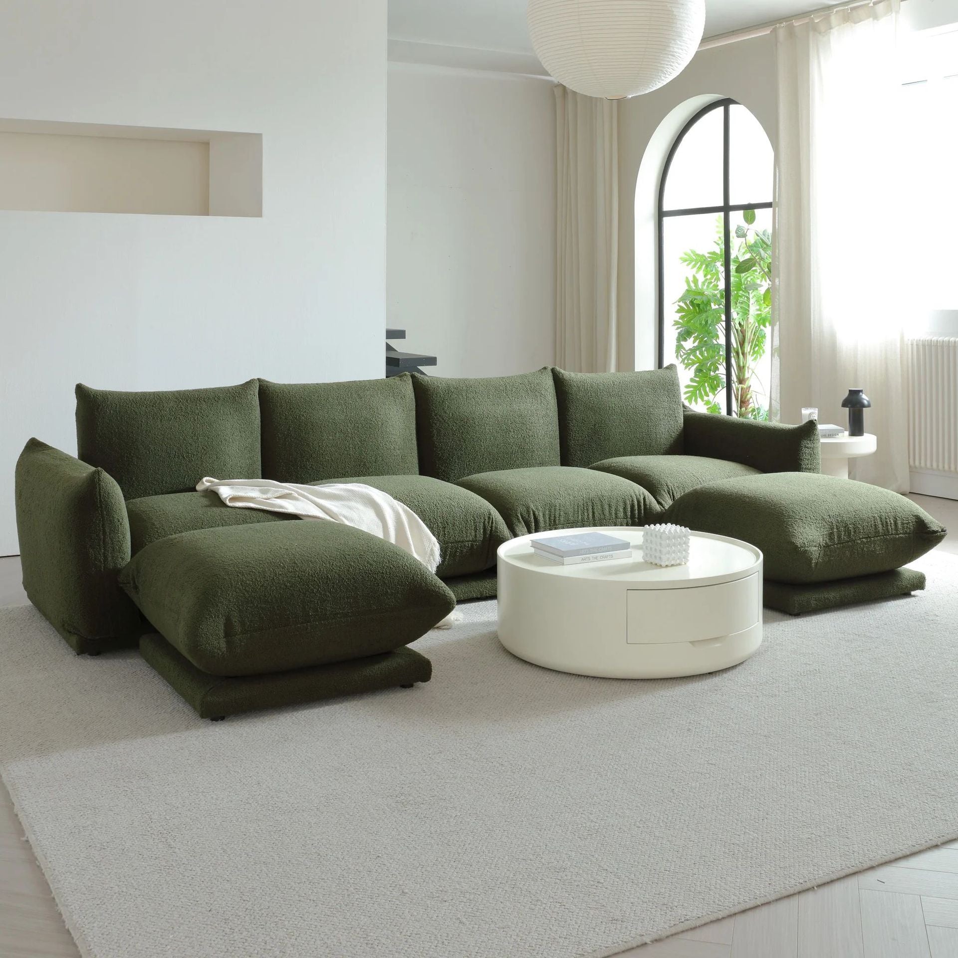 Factory Direct Sales E-commerce Cream Style Bread Fabric Sofa Straight Row Small Apartment Living Room Compression Sofa