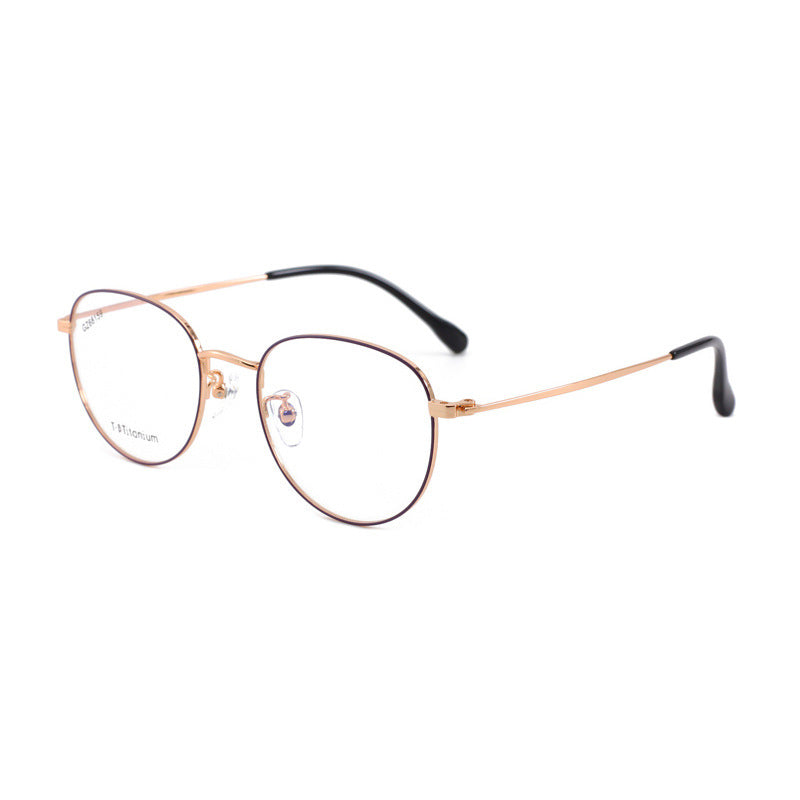 New Round Frame Unisex Oval Glasses Frame New Semi-Titanium Glasses Lightweight Fashionable