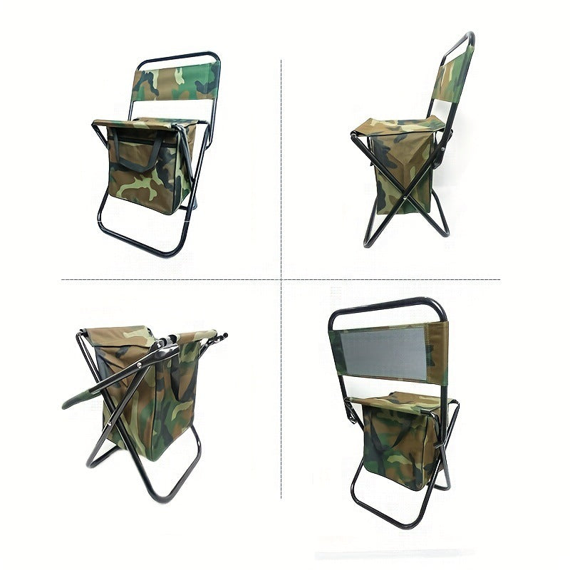 Source Factory Outdoor Camping Folding Chair Ice Pack Insulation Thickened Steel Tube Fishing Chair Portable Fishing Folding Chair