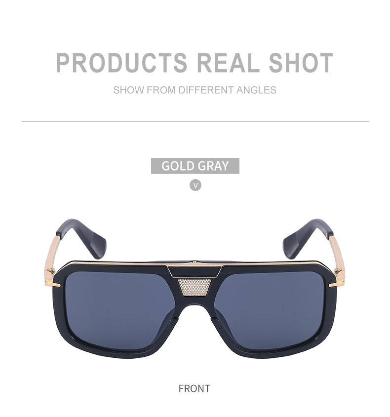 New Retro Square Frame Sunglasses for Men, European and American Style Large Frame Sunglasses for Women, Trendy Wholesale Sun Protection Sunglasses