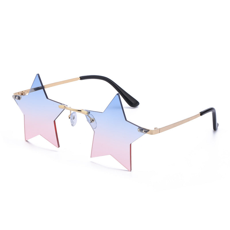 Five-Pointed Star Sunglasses for Women, Rimless Street Style, Unique Sunglasses for Women, European and American Party, Dance, Quirky Couple Glasses