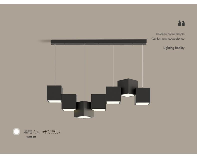 Art Cube Restaurant Light Modern Dining Table Pendant Light Simple Trendy Office Desk Bar Counter Study Room Restaurant Grand Lighting Fixture