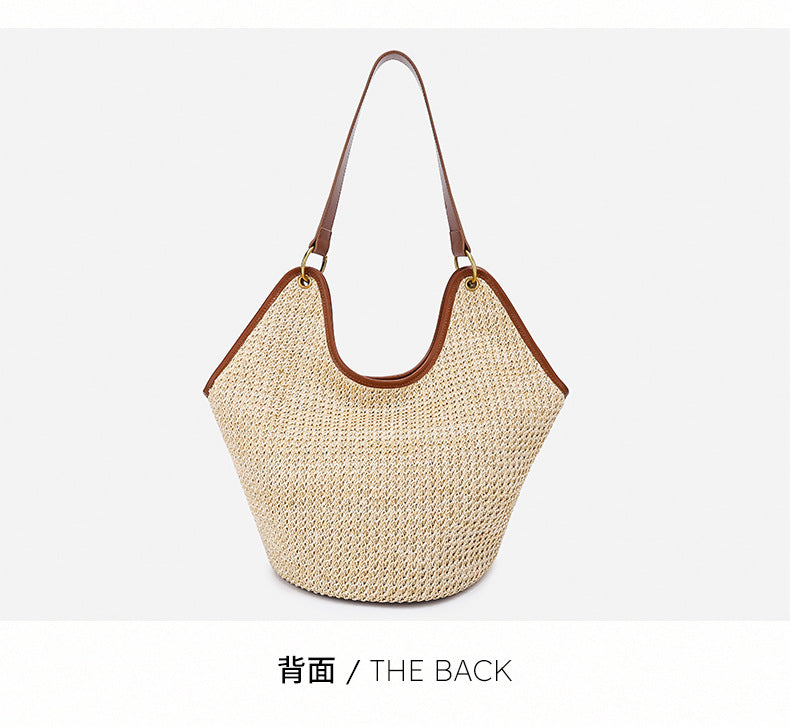 Straw Bag Large Capacity Fashion Women's Bag New Handmade Woven Tote Bag Vacation Style Beach Women's Bag