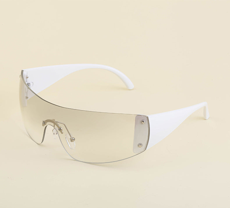 Women's trendy high-end windproof sunglasses Y2K Millennium Frameless Cycling Anti-UV Sunglasses Women's Wholesale