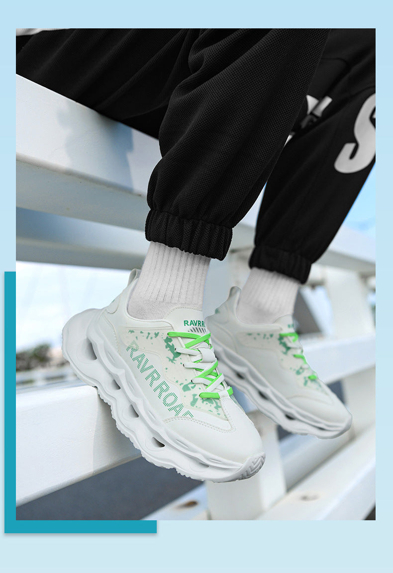 2025New Year's New Rebound Shock Absorption Sports Shoes Men's Fashion Retro Leather Dad Shoes Comfortable Wear-Resistant Running Shoes