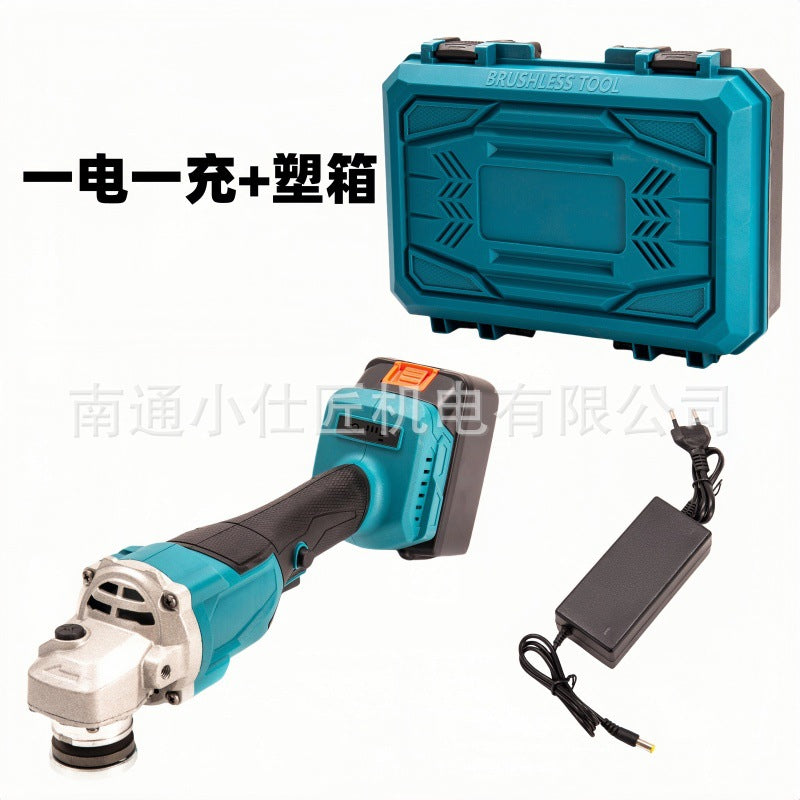 Cross-Border Dropshipping Two Batteries and One Charger Lithium Battery Angle Grinder Rechargeable Cordless Polisher Household Grinding Angle Grinder Brushless