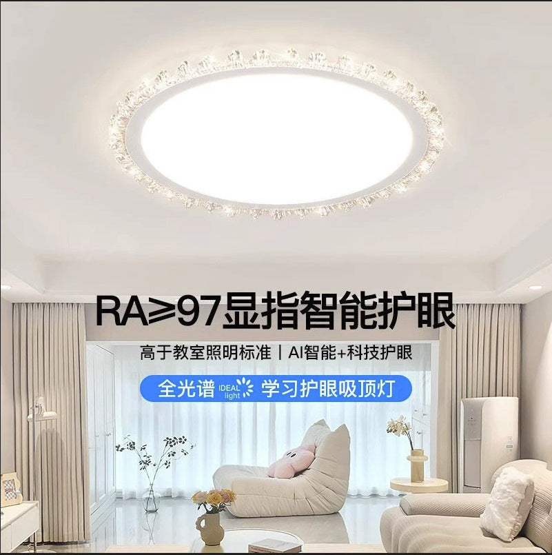 Light Luxury Living Room Ceiling Lamp New Crystal Lamp Cream Style High-end Bedroom Main Lamp Round Shape led Eye Protection Lighting