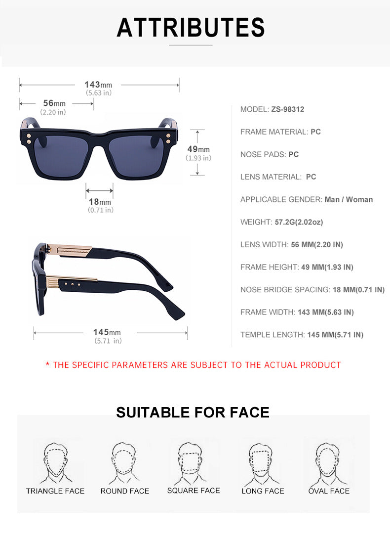Men's Square Frame Sunglasses2025New European and American style sunglasses for men with a high-end fashion retro design and sun protection