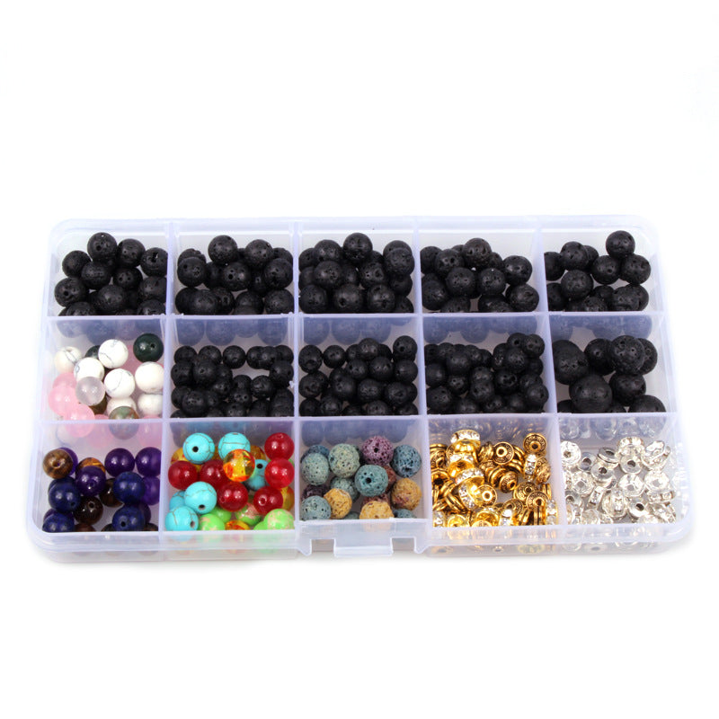 Colorful Handmade Beaded Bracelet Volcanic Stone White Loose Beads Boxed Spacer Material Accessories Natural Stone DIY Accessories