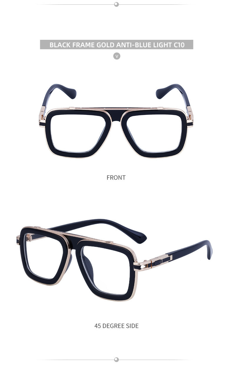 European and American Retro Square Frame Sunglasses for Men, Trendy European and American Punk Style, Internet Celebrity Same Style Sunglasses for Women ins Wind shades