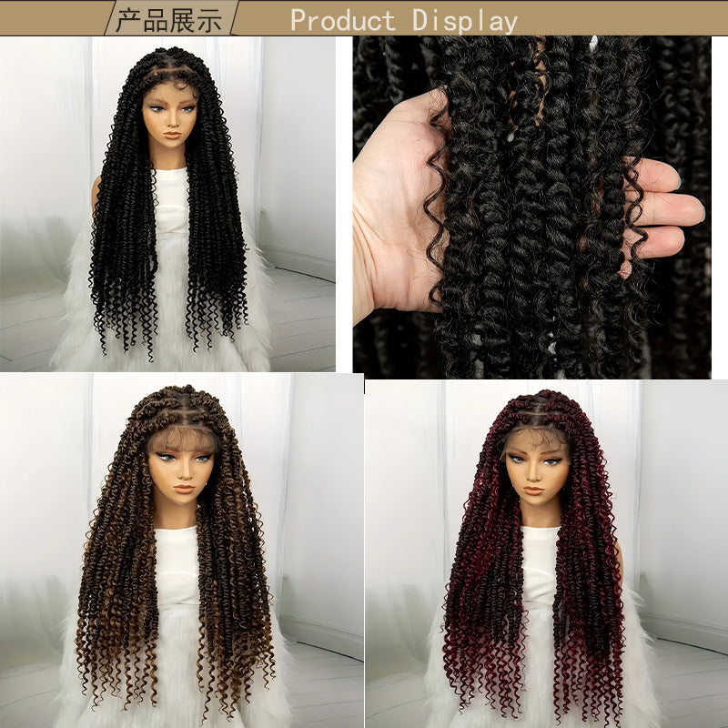 Cross-Border New African Braided Wig Hand-Woven Full Lace Double Strand Passion twist Feizi Chemical Fiber Head Cover