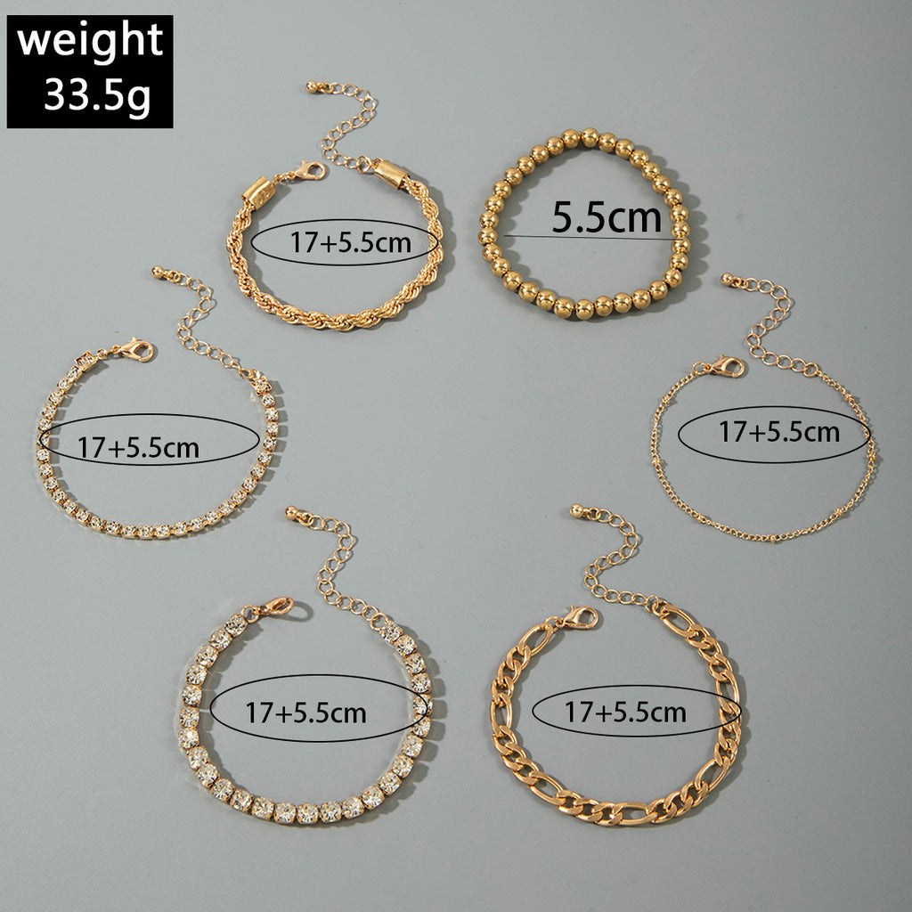 Fashionable Versatile Bracelet with Rhinestones and Imitation Pearl Set Ornament Wholesale Bracelets