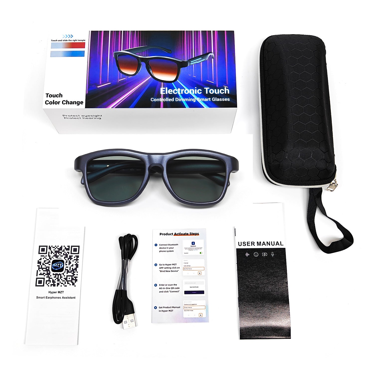 JS22 Pro Smart Glasses Bluetooth Call AI Real-time translation of meeting minutes with one-click color-changing lenses