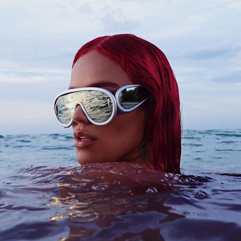 European and American Fashion One-piece Large Frame Sports Sunscreen Sunglasses Women's Trendy Sports Cycling Windproof Sunglasses Men's Glasses