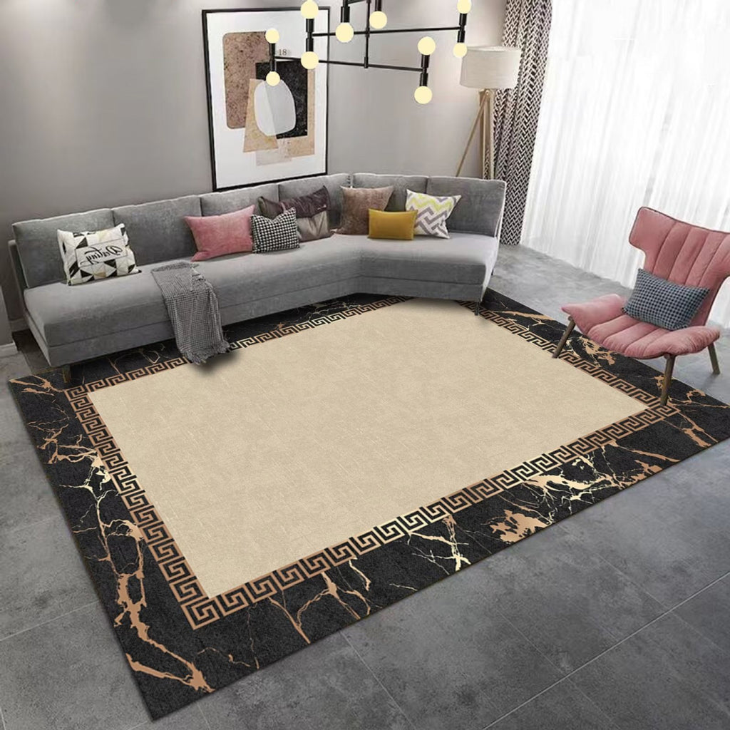 Living Room Carpet Stain-Resistant Easy Care Crystal Velvet Carpet Non-Slip Wear-Resistant Home Light Luxury Style Bedroom Bedside Rug Full Coverage
