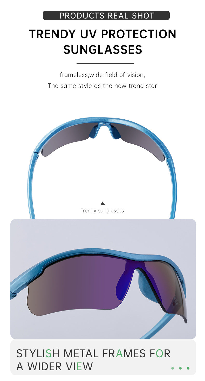 European and American Style Half-Frame Cycling Sunglasses Windproof Sunglasses for Women Personalized Outdoor Sports Running Glasses Eye Protection for Men