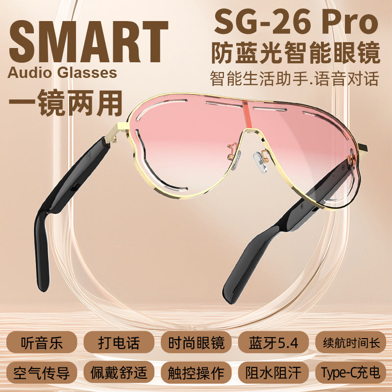 New Fashion Black Technology Smart Bluetooth Glasses UV Protection Call Photo Sunglasses Wireless Headphones Frameless