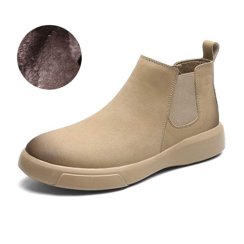 Chelsea Men's Boots Leather Shoes High-top Martin Boots Men's Winter Fleece Lined British Style Boots Men's Martin Boots Short Boots