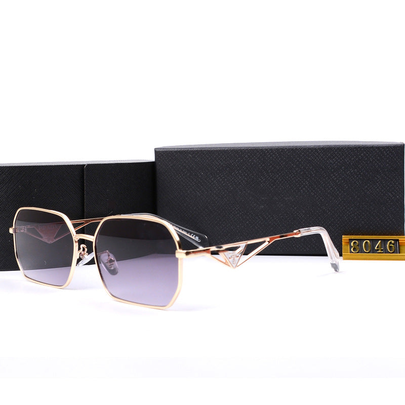 New Metal Sunglasses for Men and Women Classic Elegant Versatile Sunglasses Travel UV Protection Double Bridge Sunglasses Hot