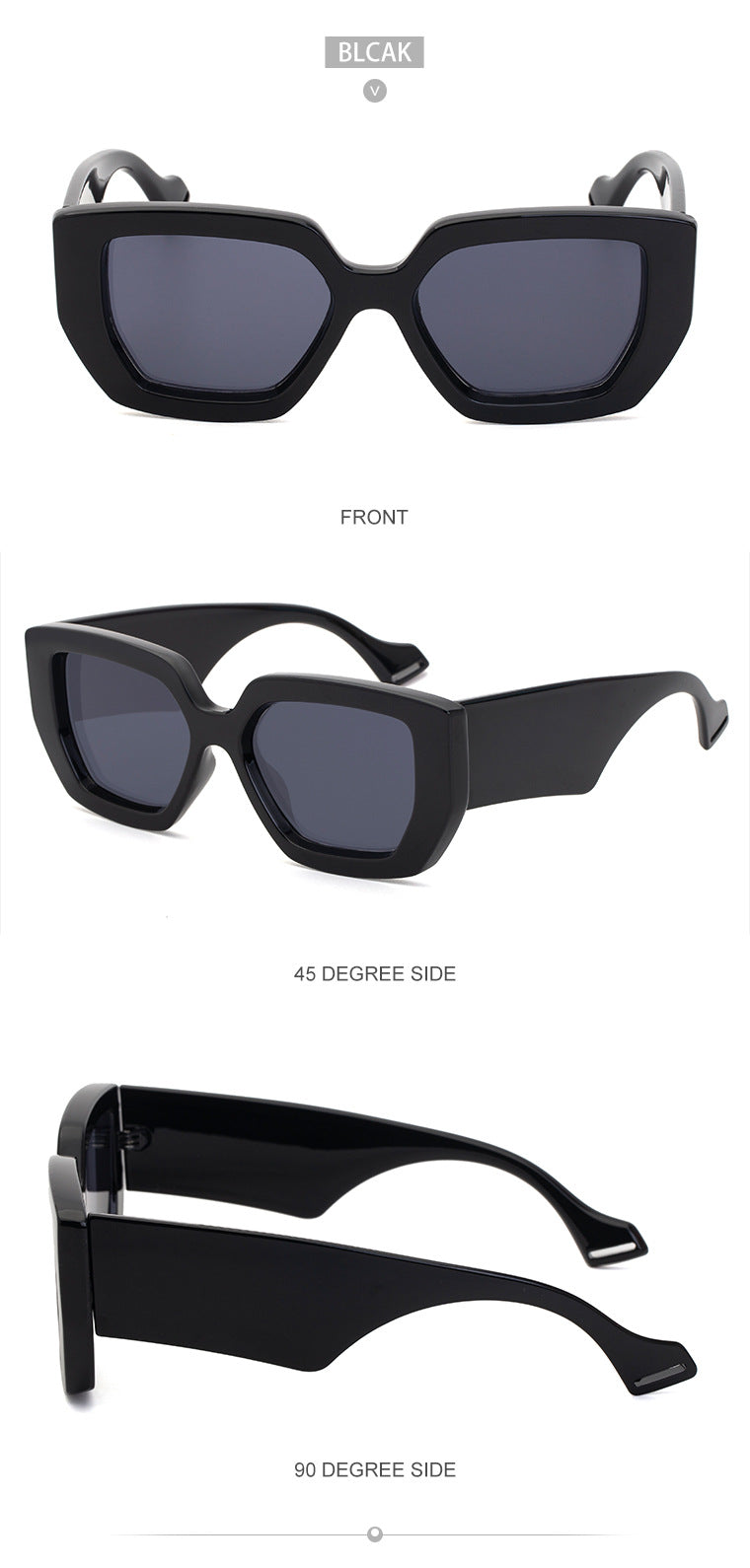 Trendy Square Frame Wide Temple Sunglasses for Women, Internet Celebrity Style Large Frame Sunglasses for Women sunglasses