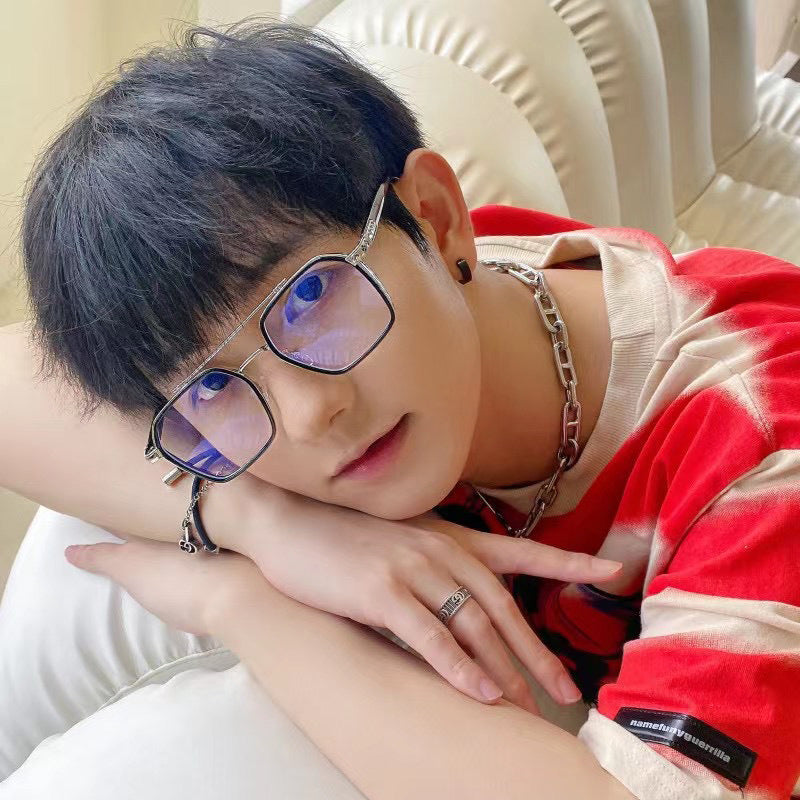 New Sunglasses Internet Celebrity Wei Ting Same Style Sunglasses for Men Trendy Large Square Frame Sunglasses for Men ins Sun Protection Glasses