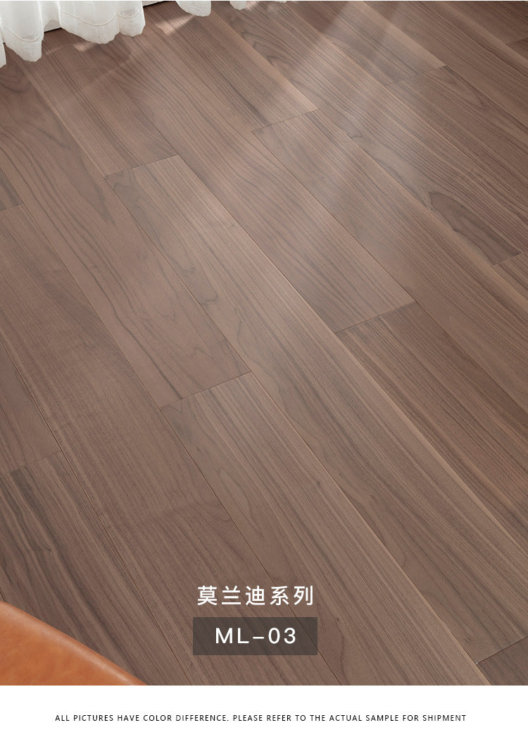 【Door-to-Door Installation】Morandi Style 15mm Lock Buckle Glue-free Installation Black Walnut New Three-layer Flooring Solid Wood