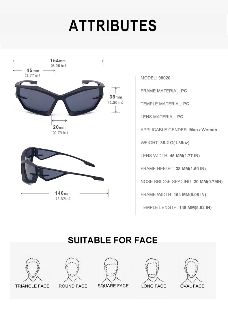 European and American style unique shaped sunglasses for men Y2K Millennium Future Technology Sunglasses for Women Trendy Glasses Wholesale