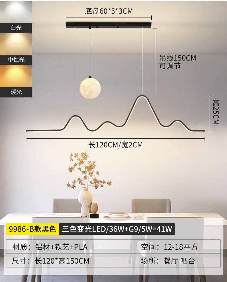 Restaurant Chandelier Light Luxury Dining Room Dining Table Bar Modern Minimalist Moon Lamp Minimalist Long Strip Guangdong Zhongshan Factory