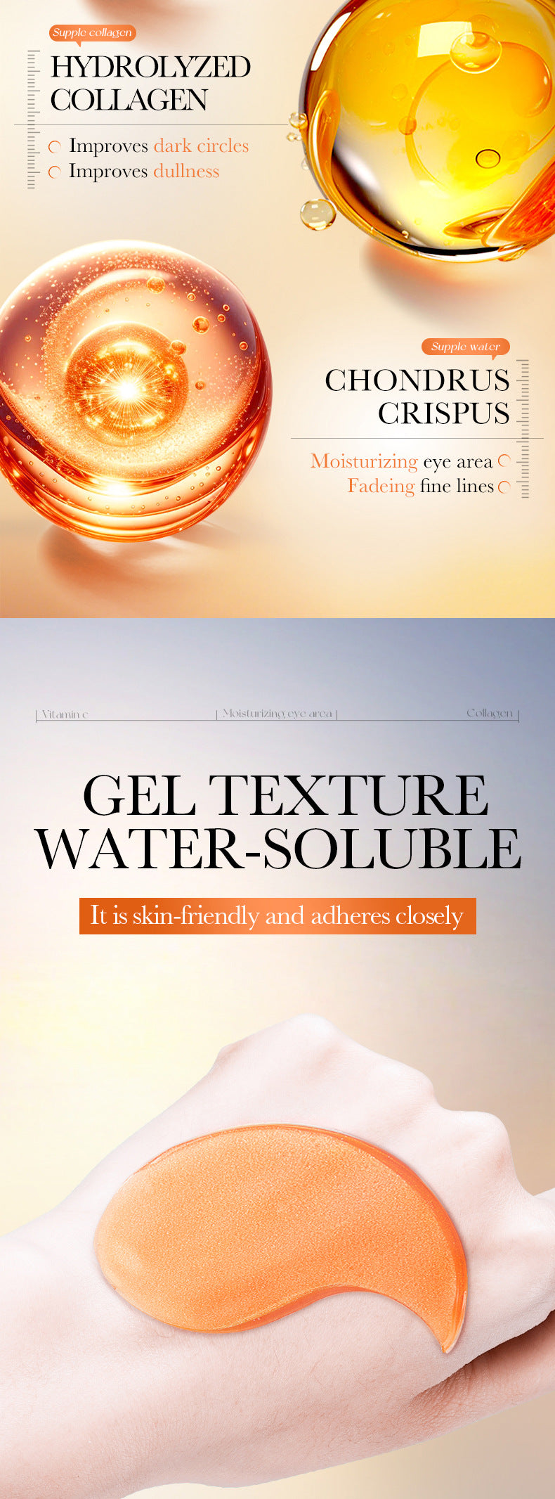 BIOAOUA Vitamin C Collagen Brightening Moisturizing Eye Mask Hydrating Eye Mask  Wholesale