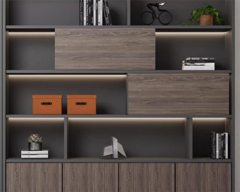 Office File Cabinet with Lock Storage Cabinet Wooden Modern Bookshelf Boss Background Cabinet Archive Cabinet