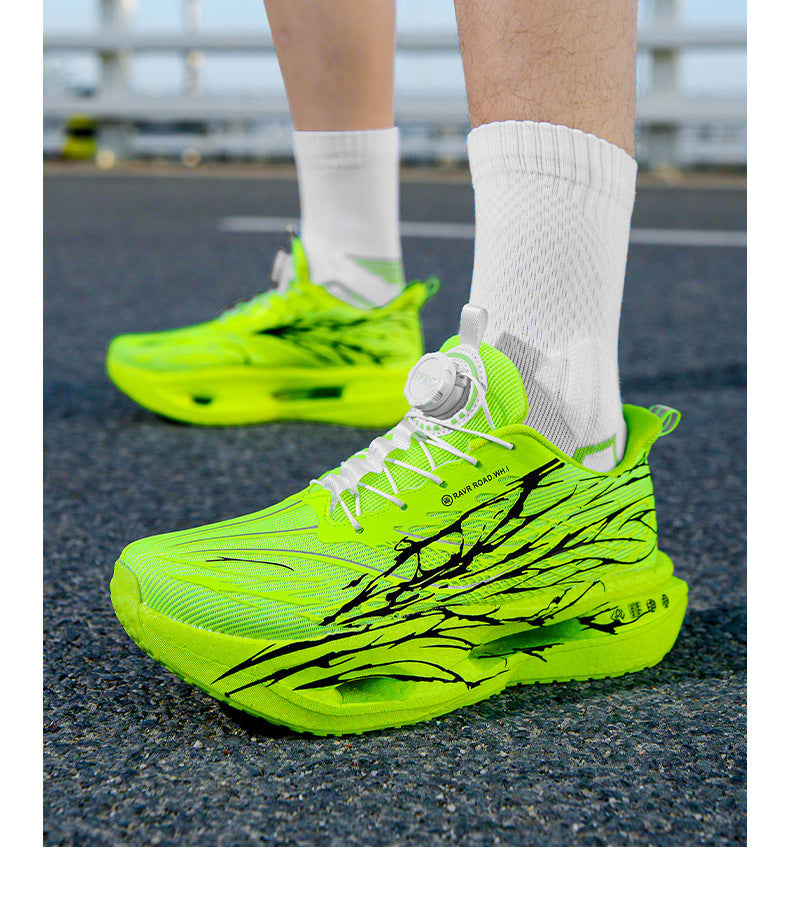 Autumn Winter Double Mesh Thickened Comfortable Rotating Buckle Fluorescent Versatile Running Shoes Youth Carbon Plate Really Soft Sole Sports Shoes