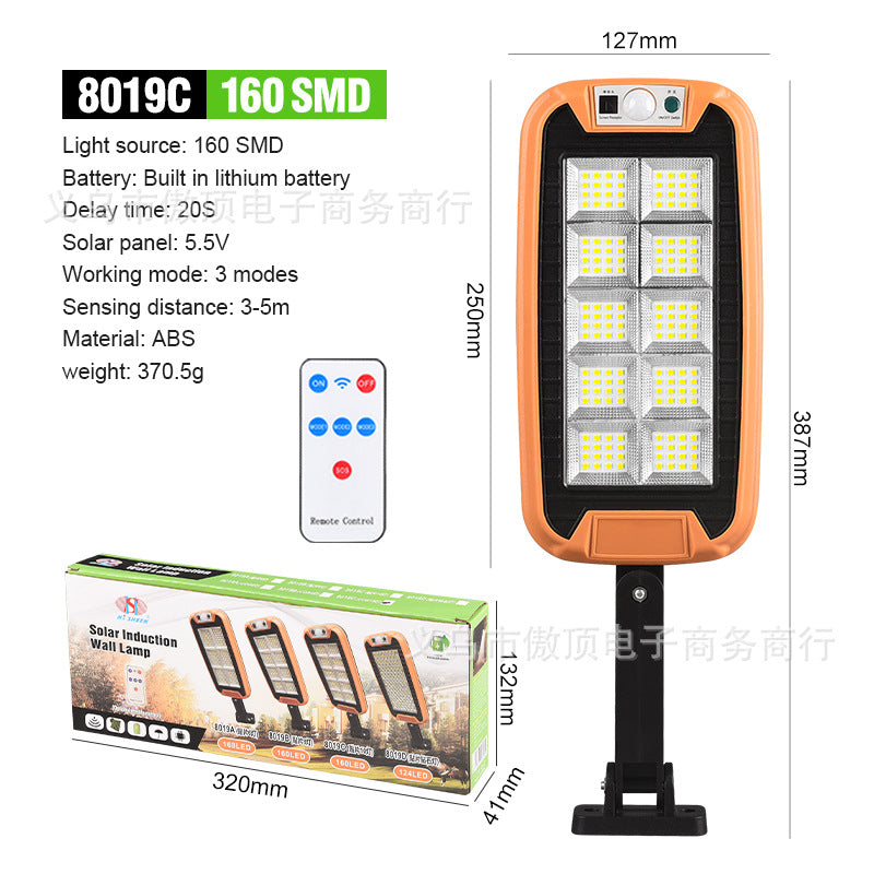 New Solar Light Outdoor Human Body Induction Light with Remote Control Wall Light Waterproof Garden Light LED Garage Light Street Light