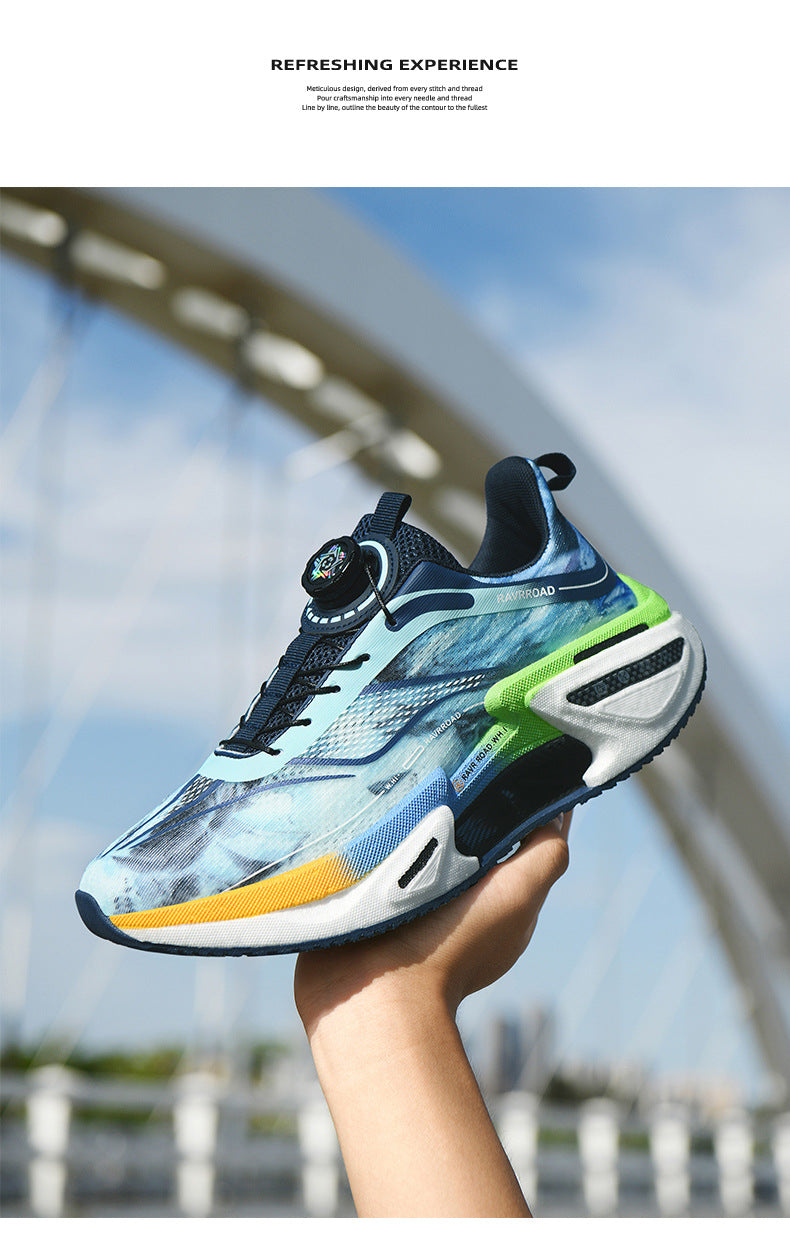 DAJUEYING Real Explosion Protection Carbon Plate High Elastic Cushioning Running Shoes Men and Women Knob Buckle Racing Mesh Breathable Sports Shoes