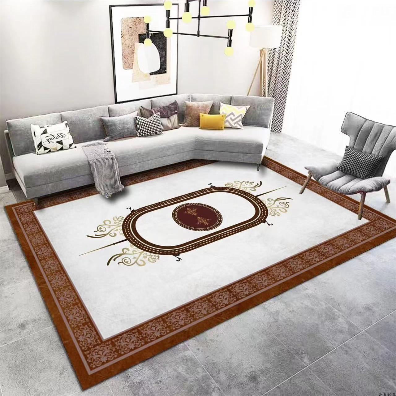 Living Room Carpet Stain-Resistant Easy Care Crystal Velvet Carpet Non-Slip Wear-Resistant Home Light Luxury Style Bedroom Bedside Rug Full Coverage