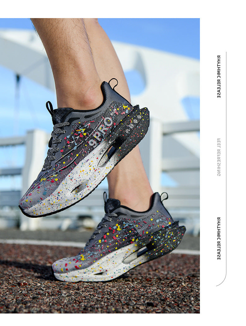 Autumn New Red Rabbit9Fluorescent Breathable Comfortable Couple Sports Shoes Ultra-Light Cushioning Rebound Anti-Slip Wear-Resistant Running