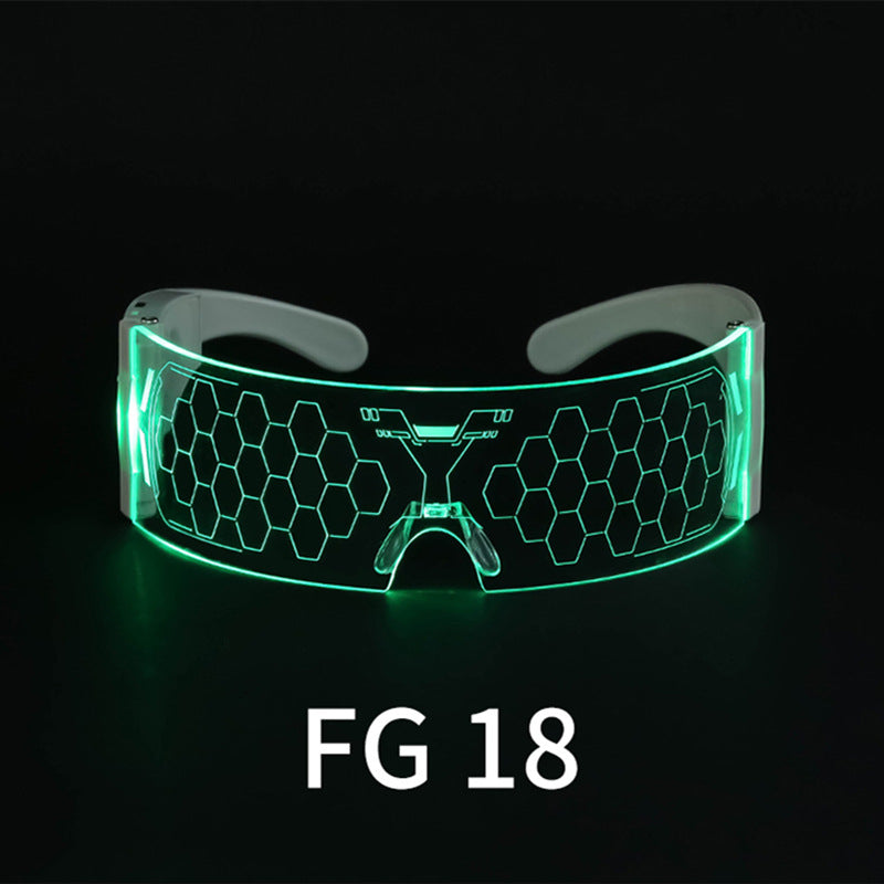 LED Light-emitting Glasses Trendy Future Technology Style Same Style Bar Disco Flashing Rechargeable Glasses