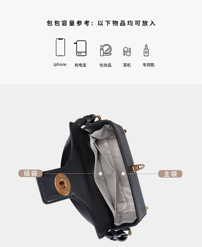 European and American Women's Bag High-End Light Luxury Handbag Niche Versatile Fashion Genuine Leather Crossbody Bag Single Shoulder Underarm Bag for Women