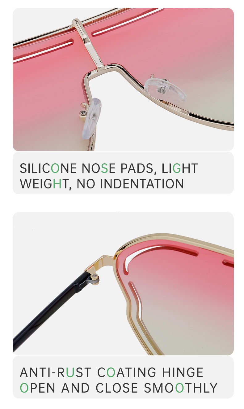 European and American Fashion Large Frame Sunglasses for Women, High-End Unique One-Piece Sunglasses, Trendy Wholesale sunglasses