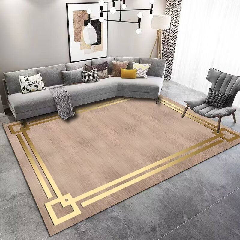 Living Room Carpet Stain-Resistant Easy Care Crystal Velvet Carpet Non-Slip Wear-Resistant Home Light Luxury Style Bedroom Bedside Rug Full Coverage