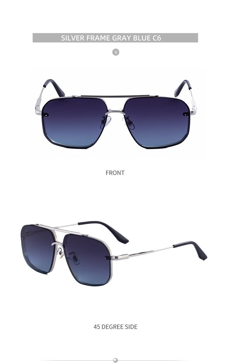 2025New European and American Fashion Square Frame Sunglasses for Men High-End Frameless Sunglasses Men Trendy Sun Protection shades