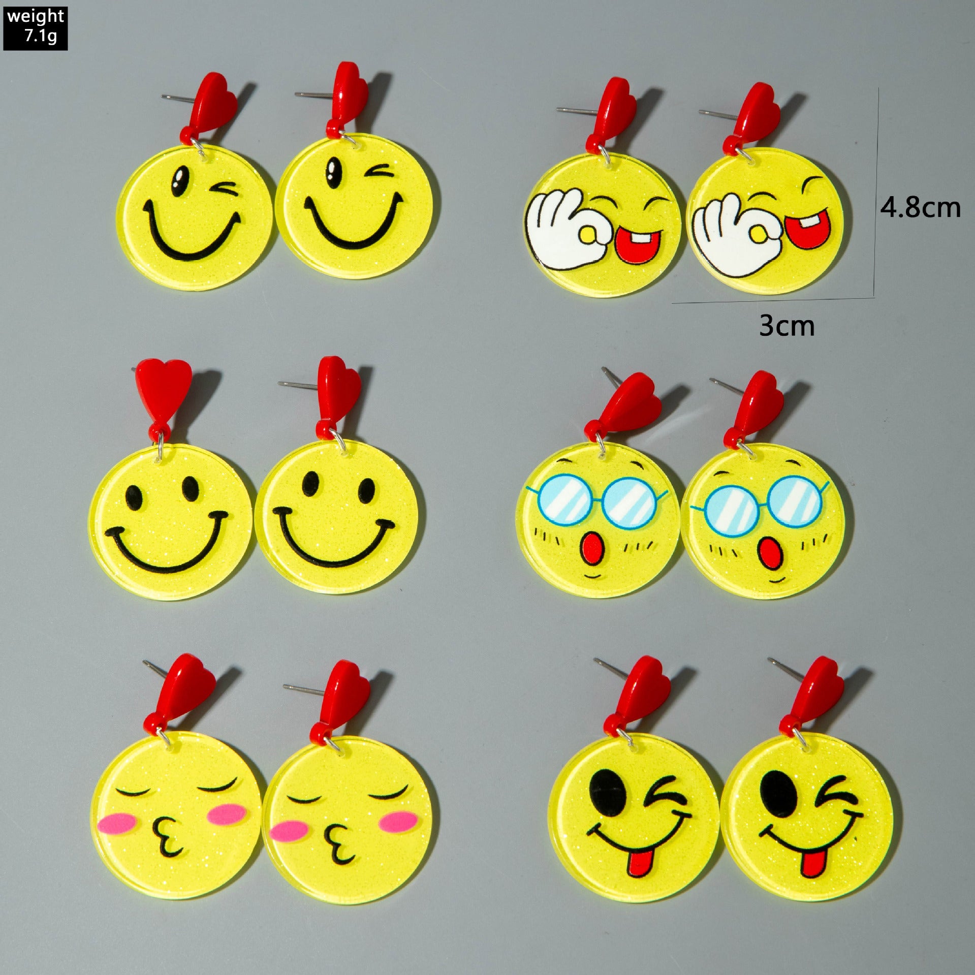 European and American Ornament Cartoon Round Smiley Yellow Earrings Cute and Unique earrings Jewelry Wholesale