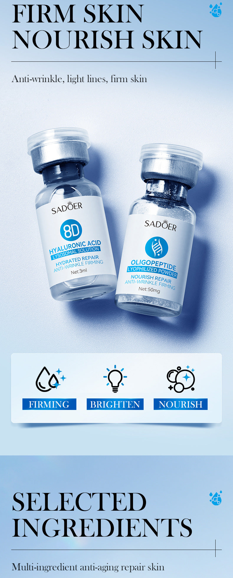 Cross-border Freeze-Dried Powder Combination Hydrating Moisturizing Skin Rejuvenation Nourishing Skin Freeze-Dried Powder Set Export Manufacturer Wholesale