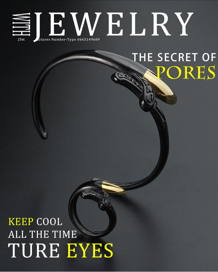 New Style Personality Stainless Steel Open Ring Bracelet Set Dark Cool Black gold Titanium Steel Jewelry Accessories