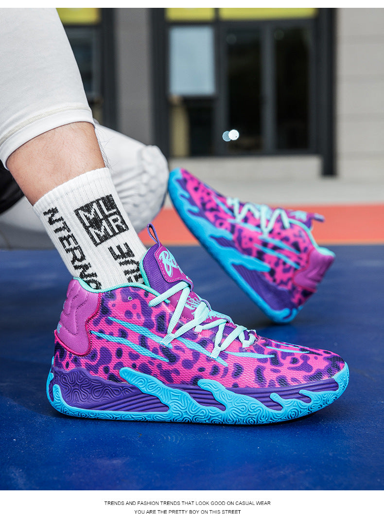 New Mid-Calf Professional Basketball Shoes Outdoor Practical Breathable Couple Shoes Thick Sole Non-Slip Unisex Shock Absorption Sports Shoes