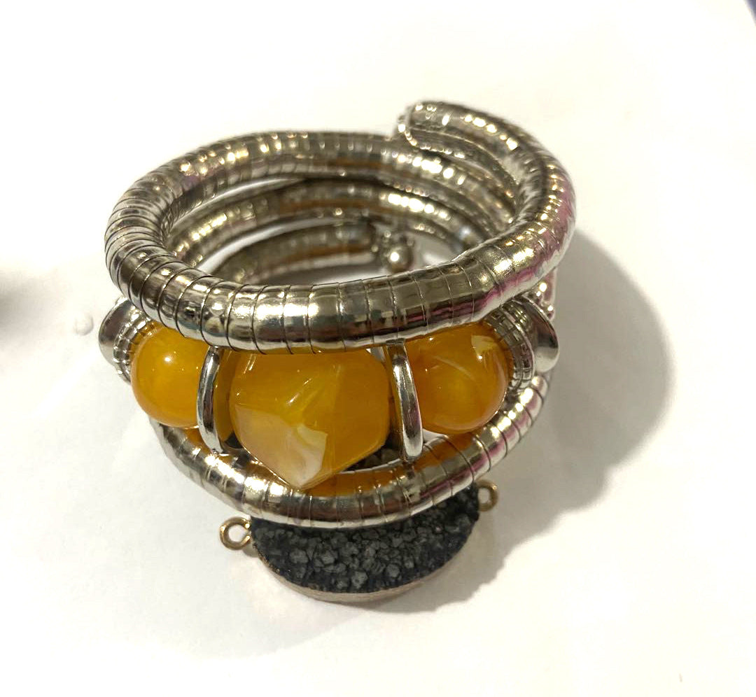 European and American Three-Circle Bracelet Creative Spacer Bead Elastic Snake Bone Bracelet Women's Layered Multi-Layer Bracelet